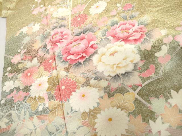 平和屋着物●訪問着　友禅　枝花文　暈し染め　正絹　逸品　AABI2541cs