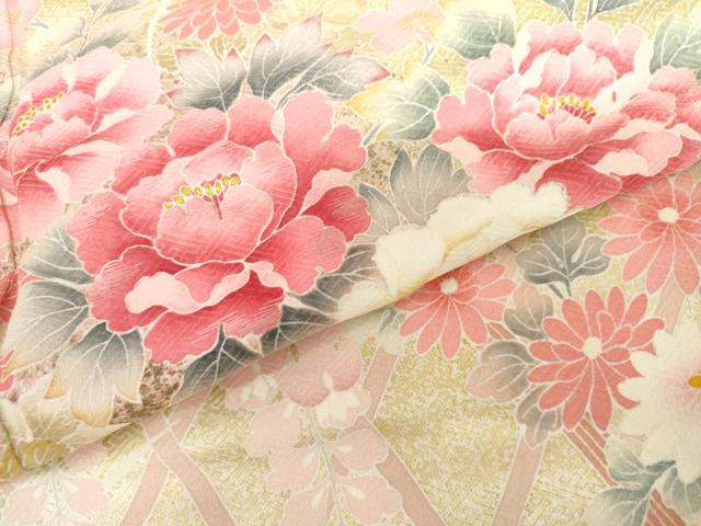平和屋着物●訪問着　友禅　枝花文　暈し染め　正絹　逸品　AABI2541cs