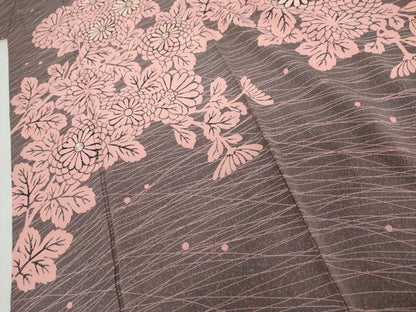 平和屋着物●人間国宝・羽田登喜男 　訪問着　駒刺繍　枝花文　菊　銀糸　正絹　逸品　AABI2542cs
