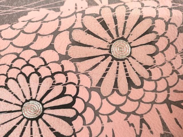 平和屋着物●人間国宝・羽田登喜男 　訪問着　駒刺繍　枝花文　菊　銀糸　正絹　逸品　AABI2542cs
