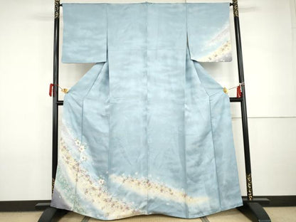 平和屋着物●訪問着　葉桜　暈し染め　銀通し地　正絹　逸品　AABI2543cs