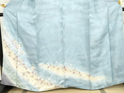 平和屋着物●訪問着　葉桜　暈し染め　銀通し地　正絹　逸品　AABI2543cs