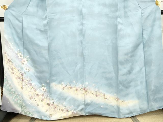 平和屋着物●訪問着　葉桜　暈し染め　銀通し地　正絹　逸品　AABI2543cs