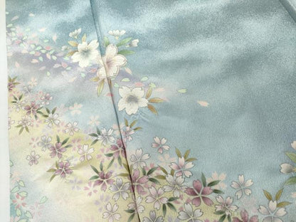平和屋着物●訪問着　葉桜　暈し染め　銀通し地　正絹　逸品　AABI2543cs
