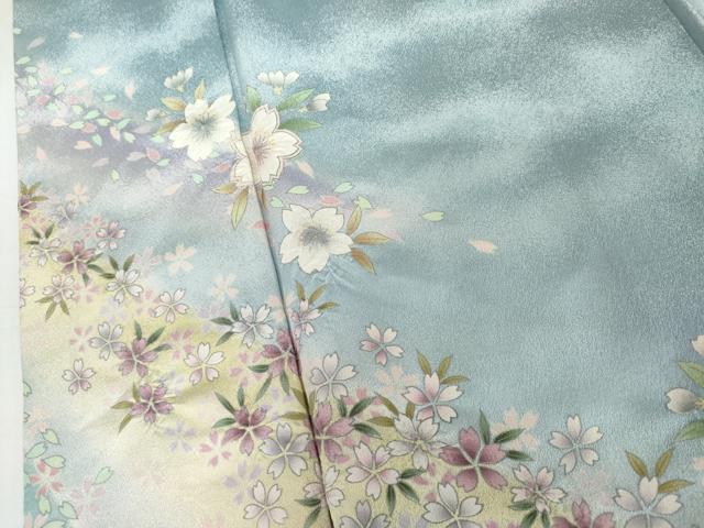 平和屋着物●訪問着　葉桜　暈し染め　銀通し地　正絹　逸品　AABI2543cs