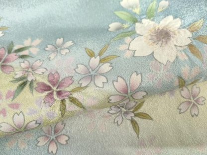 平和屋着物●訪問着　葉桜　暈し染め　銀通し地　正絹　逸品　AABI2543cs