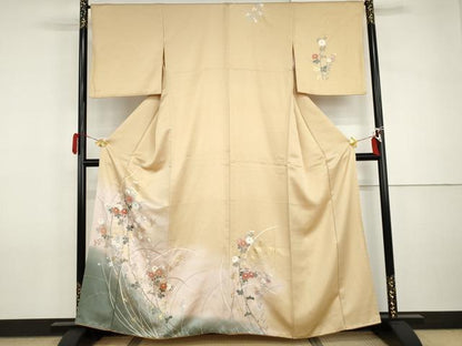平和屋着物●訪問着　枝花文　暈し染め　金彩　正絹　逸品　AABI2547cs