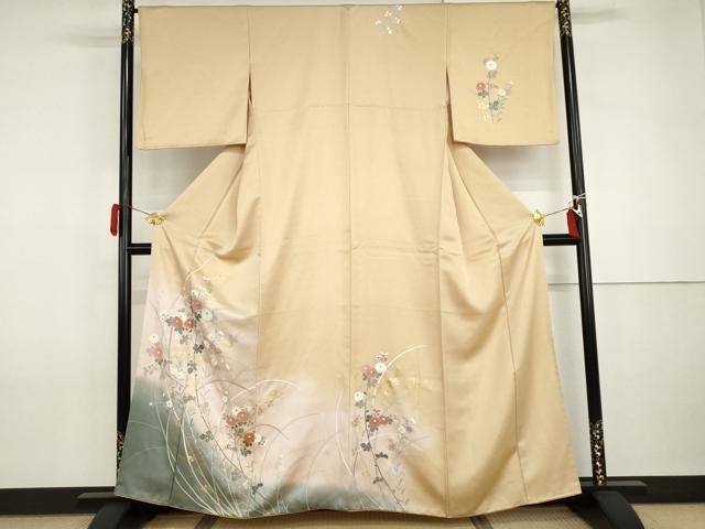 平和屋着物●訪問着　枝花文　暈し染め　金彩　正絹　逸品　AABI2547cs