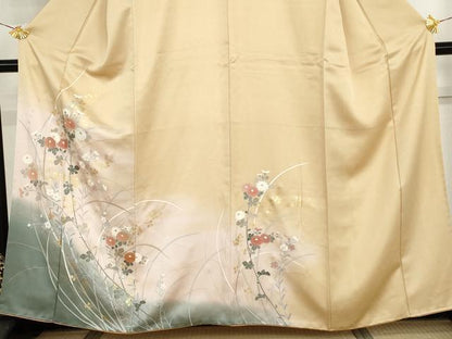 平和屋着物●訪問着　枝花文　暈し染め　金彩　正絹　逸品　AABI2547cs