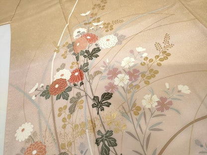 平和屋着物●訪問着　枝花文　暈し染め　金彩　正絹　逸品　AABI2547cs