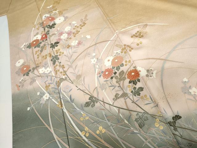 平和屋着物●訪問着　枝花文　暈し染め　金彩　正絹　逸品　AABI2547cs