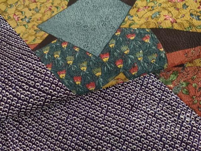 平和屋着物●訪問着　絞り　切嵌草花文　正絹　逸品　AABI2552cs
