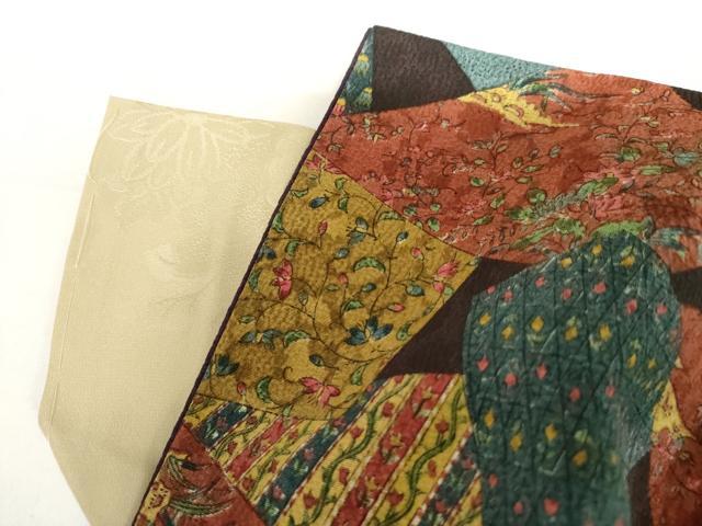 平和屋着物●訪問着　絞り　切嵌草花文　正絹　逸品　AABI2552cs