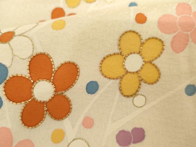 平和屋着物●訪問着　友禅　枝梅　金彩　正絹　逸品　AABI2555cs