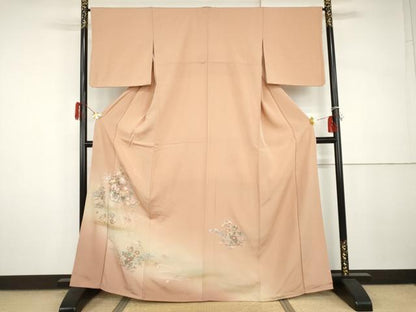 平和屋着物●訪問着　中国三大刺繍　汕頭刺繍　スワトウ刺繍　花車文　暈し染め　金糸　金彩　正絹　逸品　AABI2556cs