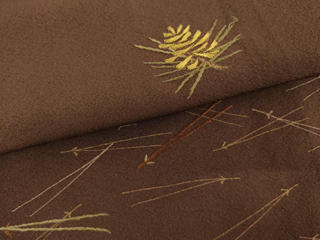 平和屋着物●訪問着　刺繍　敷松葉　金彩　正絹　逸品　AABI2559cs