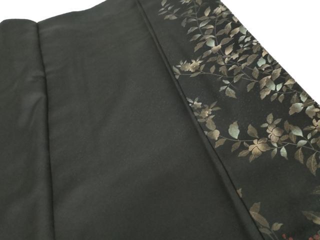 平和屋着物●訪問着　絞り　刺繍　地紙枝花文　黒地　金糸　金彩　正絹　逸品　AABI2563cs