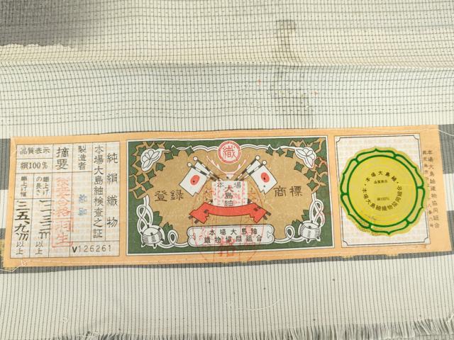 平和屋着物●本場大島紬　染大島　訪問着　智啓謹製　唐草間道　証紙付き　正絹　逸品　AABI2564cs