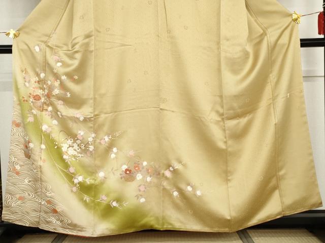 平和屋着物●十日町老舗ブランド　吉澤友禅　吾妻徳穂　訪問着　刺繍　花籠文　暈し染め　金彩　鈴乃屋扱い　正絹　逸品　AABI2565cs