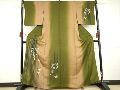 平和屋着物●訪問着　花蝶文　暈し染め　金彩　正絹　逸品　AABI2566cs