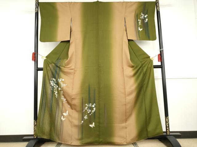 平和屋着物●訪問着　花蝶文　暈し染め　金彩　正絹　逸品　AABI2566cs