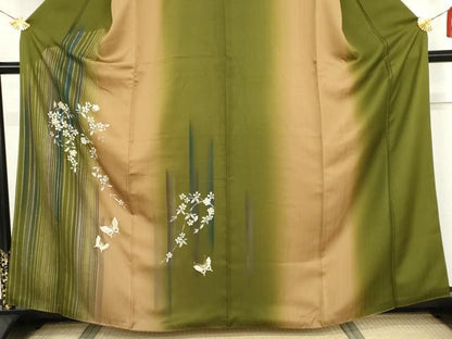 平和屋着物●訪問着　花蝶文　暈し染め　金彩　正絹　逸品　AABI2566cs