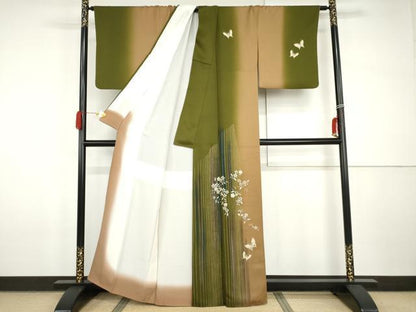 平和屋着物●訪問着　花蝶文　暈し染め　金彩　正絹　逸品　AABI2566cs
