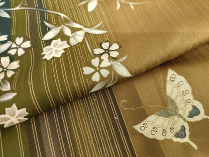 平和屋着物●訪問着　花蝶文　暈し染め　金彩　正絹　逸品　AABI2566cs
