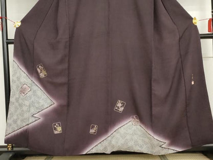 平和屋着物●染色作家　林淳一　訪問着　刺繍　色紙枝花文　暈し染め　金糸　金彩　正絹　逸品　AABI2570cs