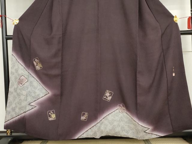 平和屋着物●染色作家　林淳一　訪問着　刺繍　色紙枝花文　暈し染め　金糸　金彩　正絹　逸品　AABI2570cs