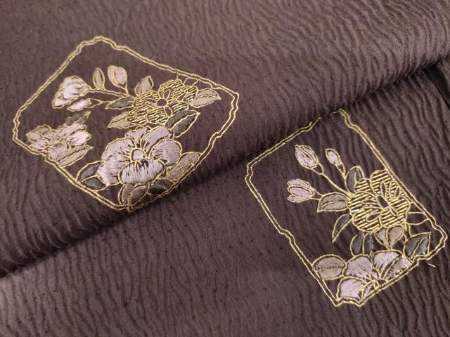 平和屋着物●染色作家　林淳一　訪問着　刺繍　色紙枝花文　暈し染め　金糸　金彩　正絹　逸品　AABI2570cs