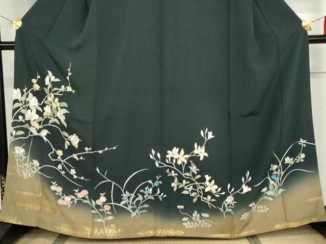 平和屋着物●訪問着　友禅　枝花文　暈し染め　金彩　鈴乃屋扱い　正絹　逸品　AABI2572cs