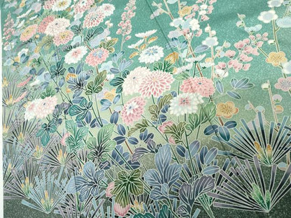 平和屋着物●訪問着　鴛鴦枝花文　暈し染め　金彩　正絹　逸品　未使用　AABI2575cs