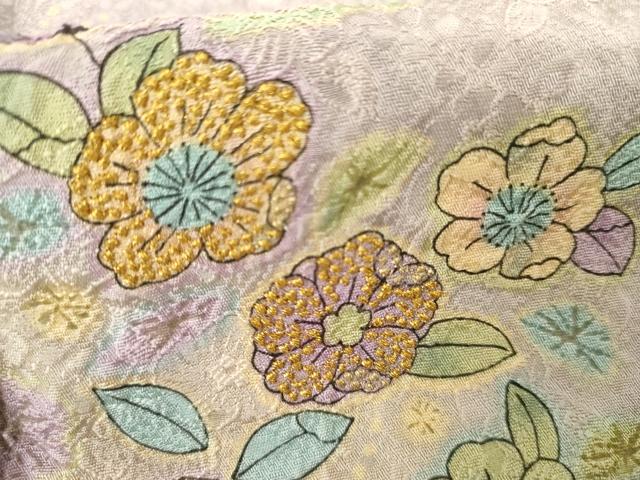 平和屋着物●伝統工芸士　華山　訪問着　草花文　暈し染め　金糸　正絹　逸品　AABI2577cs