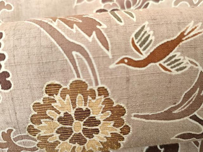 平和屋着物●結城玉紬　訪問着　手描友禅　花鳥唐草文　金糸　証紙付き　正絹　逸品　AABI2586cs