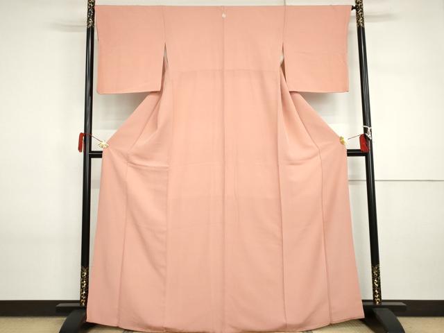 平和屋着物●上質な色無地　紅梅色　正絹　逸品　AABI2587cs