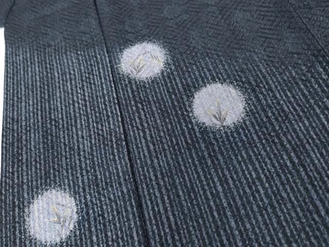 平和屋着物●男性　訪問着　背抜き仕立て　枝葉丸文　金彩　キングサイズ　正絹　逸品　AABI2588cs