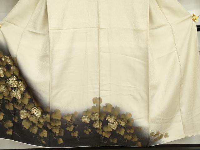 平和屋着物●男性　訪問着　背抜き仕立て　蔦の葉文　暈し染め　金彩　キングサイズ　正絹　逸品　AABI2589cs