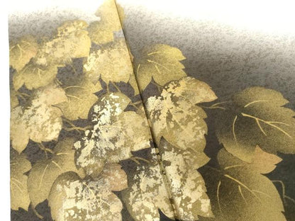 平和屋着物●男性　訪問着　背抜き仕立て　蔦の葉文　暈し染め　金彩　キングサイズ　正絹　逸品　AABI2589cs
