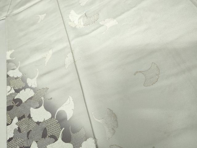 平和屋着物●男性　訪問着　背抜き仕立て　刺繍　銀杏　暈し染め　金糸　キングサイズ　正絹　逸品　AABI2594cs