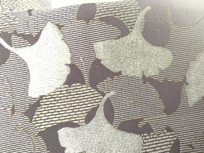 平和屋着物●男性　訪問着　背抜き仕立て　刺繍　銀杏　暈し染め　金糸　キングサイズ　正絹　逸品　AABI2594cs