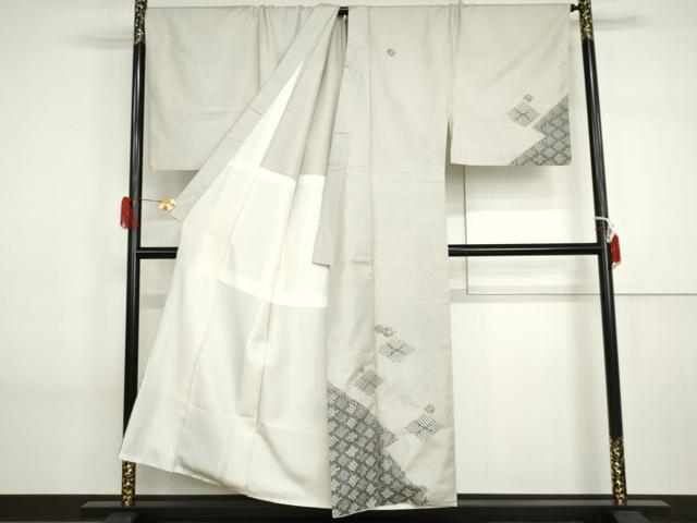 平和屋着物●男性　本場大島紬　訪問着　背抜き仕立て　刺繍　花菱文　金糸　金彩　キングサイズ　正絹　逸品　AABI2600cs