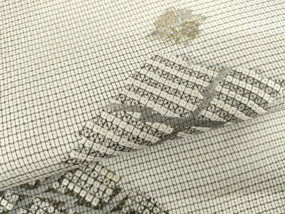 平和屋着物●男性　本場大島紬　訪問着　背抜き仕立て　刺繍　花菱文　金糸　金彩　キングサイズ　正絹　逸品　AABI2600cs