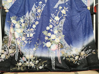平和屋着物●豪華振袖　辻が花　絞り　暈し染め　銀通し地　正絹　逸品　AABI2605cs