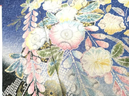 平和屋着物●豪華振袖　辻が花　絞り　暈し染め　銀通し地　正絹　逸品　AABI2605cs