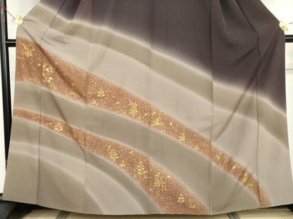 平和屋着物●訪問着　駒刺繍　枝花文　暈し染め　金彩　ますいわ屋扱い　正絹　逸品　AABI2608cs