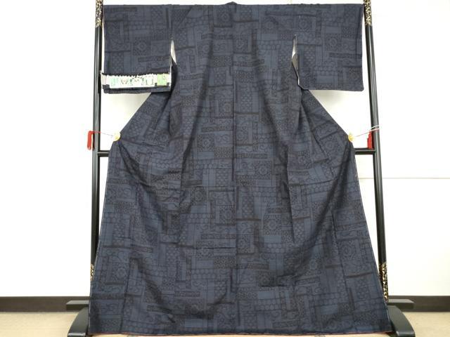 平和屋着物●結城紬　奥順　はたおり娘　結城紬　80亀甲　吉祥文　証紙付き　正絹　逸品　AABI2620cs