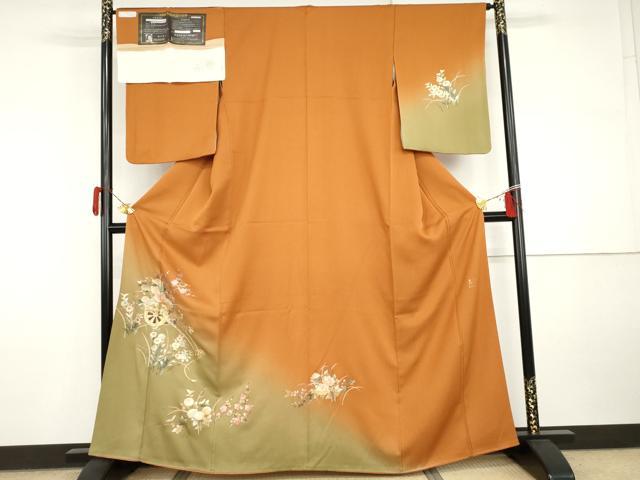 平和屋着物●金彩友禅　卓越技能者・名工・和田光正　訪問着　花車文　暈し染め　金銀彩　丹後ちりめん　保証書付き　正絹 逸品 AABI2622cs