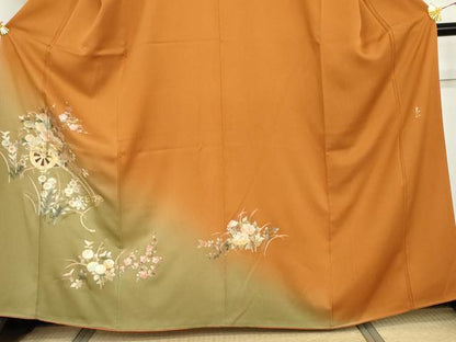 平和屋着物●金彩友禅　卓越技能者・名工・和田光正　訪問着　花車文　暈し染め　金銀彩　丹後ちりめん　保証書付き　正絹 逸品 AABI2622cs