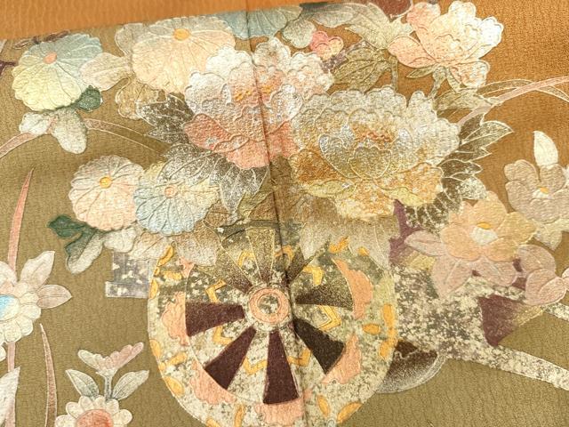平和屋着物●金彩友禅　卓越技能者・名工・和田光正　訪問着　花車文　暈し染め　金銀彩　丹後ちりめん　保証書付き　正絹 逸品 AABI2622cs